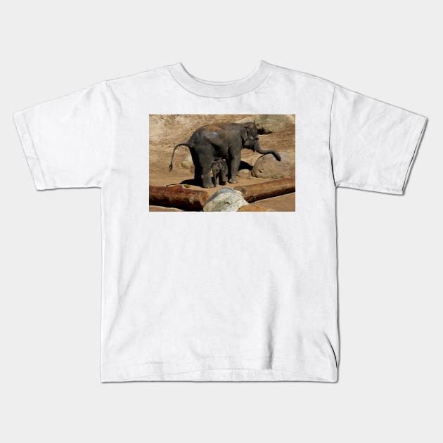 Elephant Mother and Son Kids T-Shirt by GP1746